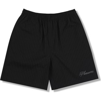 Pleasures Fortunate Textured Stripe Active Shorts in Black at Nordstrom, Size Xx-Large
