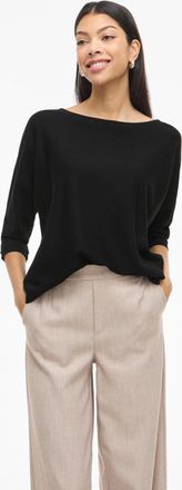 Vila 3/4 Arm-Pullover VILA VIMALU BOATNECK 3/4 SLEEVE KNIT TOP-NOOS, Damen, Gr. XL, schwarz beauty, Strick, Obermaterial: 50% Polyester, 30% Viskose, 20% N