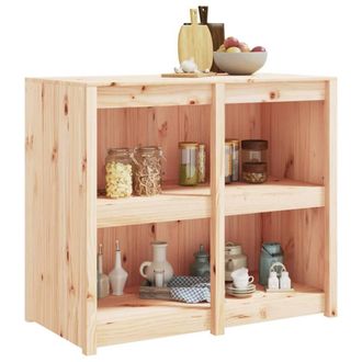 Berkfield Home Outdoor Kitchen Cabinet 106x55x92 cm Solid Wood Pine in Light Tan | Size: 106 x 55 x 92 cm
