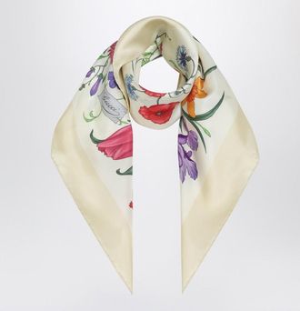 Gucci Yellow printed silk twill scarf