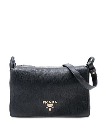 Prada 2000-2025 Vitello Daino Flap crossbody bag - Black