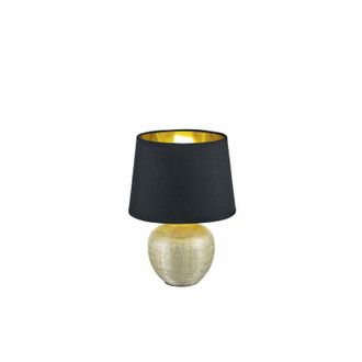 Trio Leuchten L&aacute;mpara De Sobremesa Moderna Cer&aacute;mica Dorada Pantalla Luxor Negra &Oslash;18 Cm Trio Iluminaci&oacute;n