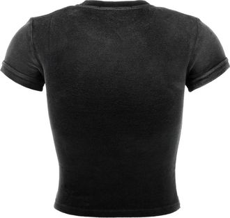Alexander Wang Womens Black Stretch Terry Fabric T-Shirt Washednickel T-shirts And Polos