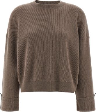 Brunello Cucinelli Cashmere Sweater Maglioni Beige-Donna