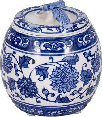 Sagebrook Home 5in 8.5oz Peony Chinoiserie Lidded Candle