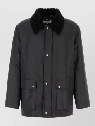 Maison Margiela polyester padded jacket shearling collar pockets