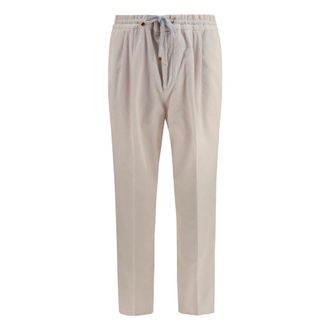 Brunello Cucinelli Corduroy broek met trekkoord - Heren - Broeken - Beige - Maat: M Corduroy