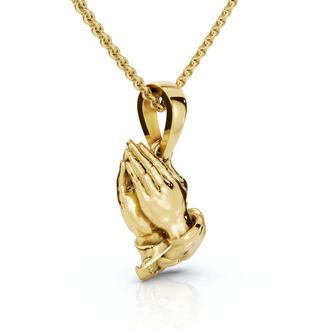 Pompeii3 14k White or Yellow Gold Jesus Praying Hands Pendant Necklace 1 Tall 5 Grams