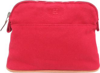 Herm&egrave;s Red Color Cotton Pouch (Pre-Owned)