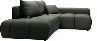 Vente-Unique Sof&aacute; cama rinconera derecha en tela texturizada verde MINTURNO