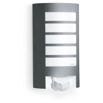 Steinel Lampada da Esterno l 12 s, Illuminazione esterna da Parete con sensore 180°, Ingresso casa, E27, Aluminium - Steinel