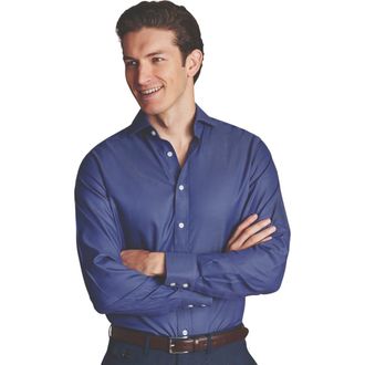 CHARLES TYRWHITT Non-Iron Twill Cutaway Slim Fit Shirt Single Cuff in Cobalt Blue at Nordstrom, Size 15.5 - L