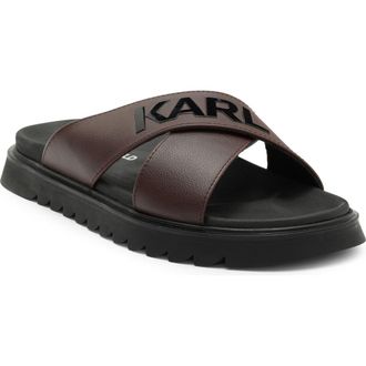 Karl Lagerfeld Logo Crisscross Slide Sandal in Brown at Nordstrom Rack, Size 10
