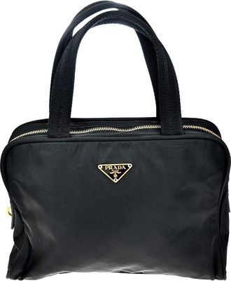 Prada Vintage Handbag Tessuto Black Nylon Handbag (Pre-Owned)