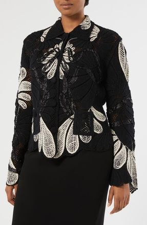 Marina Rinaldi Lappole Crochet Cardigan in Ivory at Nordstrom, Size X-Large