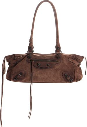 Balenciaga Le City Suede East/West Shoulder Bag in 2308 Light Espresso at Nordstrom