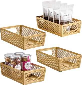 mDesign Perforated Metal Storage Bin with Handles - Set of 4 - Soft Brass at Nordstrom