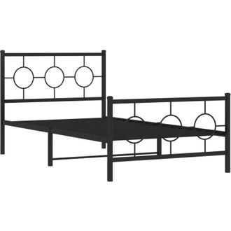 vidaXL Estructura Cama Sin Colch&oacute;n Con Estribo Metal Negro 100x200 Cm Vidaxl