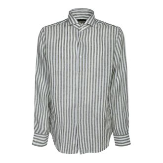 Dell'Oglio Groen Shirt Comfort Stijl Linnen - Heren - Casual Overhemden - Groen - M - Linnen - Overhemden