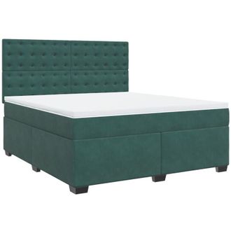 vidaXL Vidaxl - Cama Box Spring Con Colch&oacute;n Terciopelo Verde Oscuro 180x200 Cm