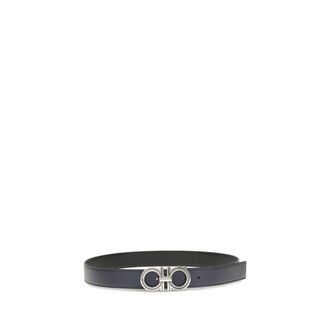 Ferragamo Leather Gancini Buckle Belt - Blue