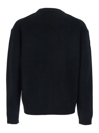 Maison Kitsun&eacute; Logo-Embroidered Merino Wool Sweater - Black