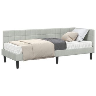 vidaXL Estructura De Cama Esquina Con Colch&oacute;n Manual 2 Pcs Gris Claro Vidaxl