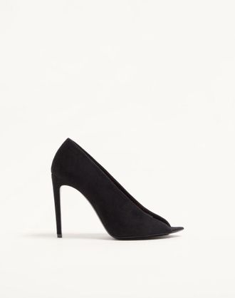 Valentino Garavani D&eacute;collet&eacute; Open Toe R&eacute;v&eacute;l&eacute; In Camoscio 105Mm Donna NERO 35.5