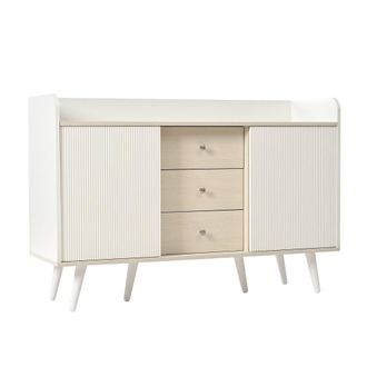 Urban Meuble Aparador blanco ondulado con 3 cajones y 2 puertas correderas
