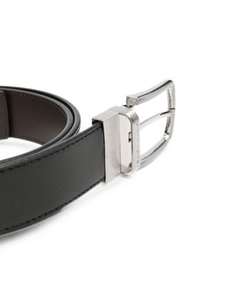 Emporio Armani Leather with Logo Hardware Belt - Black