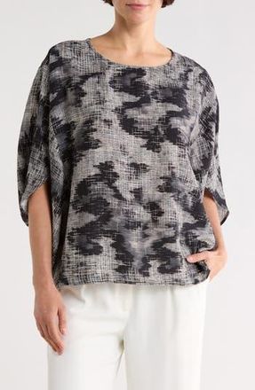 Patrizia Luca Printed Cocoon Top in Black at Nordstrom Rack