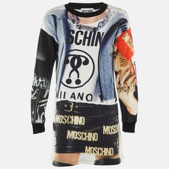 Moschino Multicolor Printed Cotton Sweatshirt Mini Dress XS