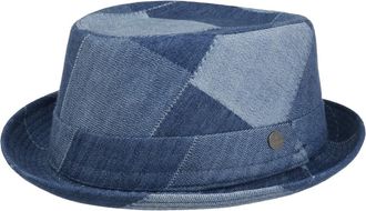 Lierys Prendick Pork Pie Hat Made in Italy Unisex Summer Denim Patchwork 100 Percent Cotton