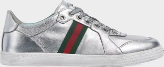 Gucci Coda Metallic Leather Low-Top Sneakers
