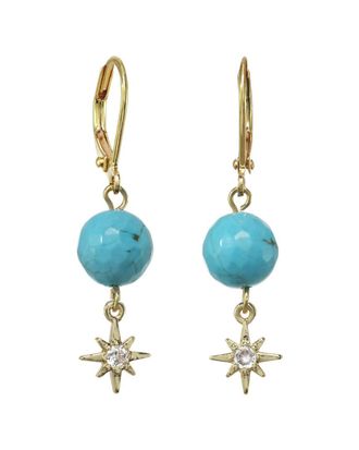 Rachel Reinhardt Jewelry 14K Over Silver Turquoise Cz Star Drop Earrings