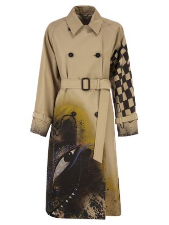 Max Mara Weekend Maxmara Wkspeccati waterafstotende gabardine trenchcoat met patroon