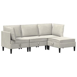 vidaXL Juego De Muebles De Sal&oacute;n Con Coj&iacute;n 4 Pcs Crema Terciopelo Vidaxl