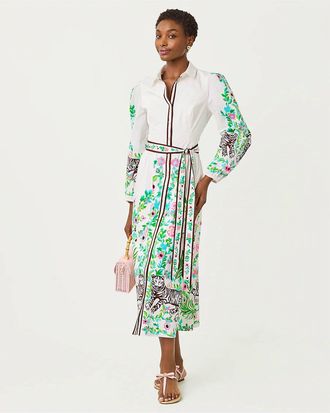 Lilly Pulitzer Luanne Midi Shirt Dress In Resort White Royal Zoo