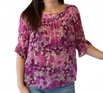 Karen Kane Daphne Floral Babydoll Top In Pink