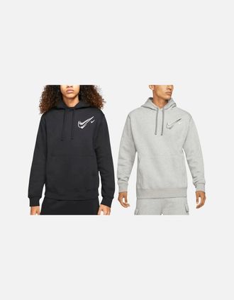 Nike Mens Nike Mens Hoodie Pullover Long Sleeve Hooded Sweat Warm Sportswear Gym Top Hoody - Grey - Size: 36