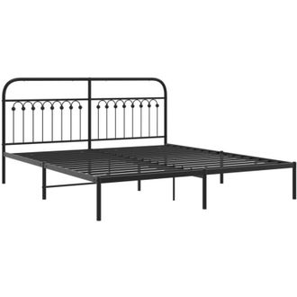 vidaXL Estructura Cama Sin Colch&oacute;n Con Cabecero Metal Negro 183x203 Cm Vidaxl