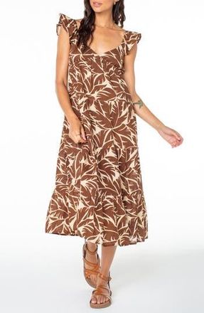 Roxy Palmy Days Tiered Cotton Midi Dress in Parchment at Nordstrom Rack, Size Medium