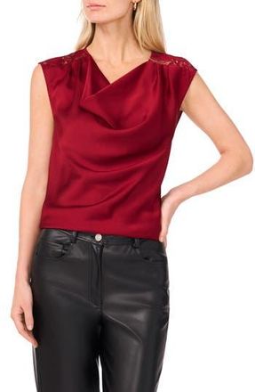 Vince Camuto Lace Trim Cowl Neck Sleeveless Top in Crimson at Nordstrom Rack, Size X-Small