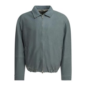 Brunello Cucinelli Chaqueta Bomber de Ante - Jackets - Hombre - Azul - M