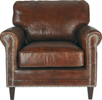 Maisons du monde Sill&oacute;n de piel efecto envejecido marr&oacute;n