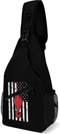 Generic Crane Operator U.S.A Flag Patriotic Mens Crossbody Chest Sling Bag for Travel Hiking Lightweight Shoulder Bags with Small Side