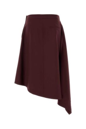 Bottega Veneta Womens Grape Wool Skirt Aubergine Exterior: Virgin Gonne