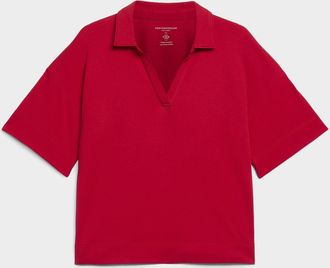 Contemporaine Womens Pima cotton Johnny collar boxy T-shirt