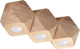 Wonderlamp L&aacute;mpara de techo de madera natural con 3 luces