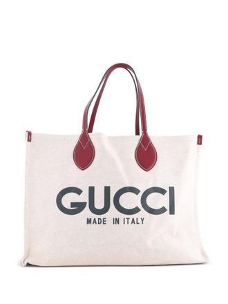 Gucci Logo Shopper Printed Canvas Medium tote bag - Neutrals